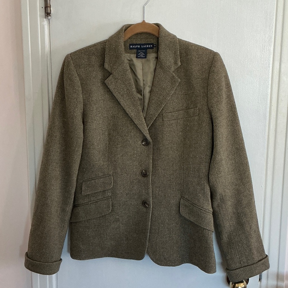 Ralph Lauren Women's Brown Wool Cotton Blend Blazer sz 10